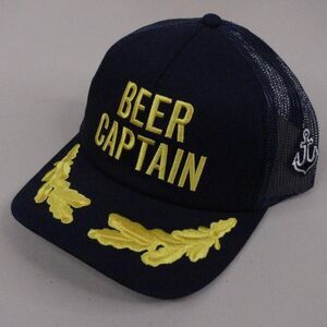 Beer Captain Trucker Hat Navy Blue Snapback Scrambled Egg Ball Cap Boat NWT Mens